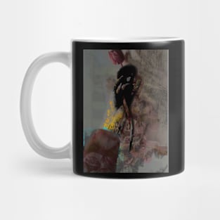 Special processing. For you roses, and dark price I keep for myself. Hand holding rose with dagger end. Desaturated. Some yellow and aqua. Mug